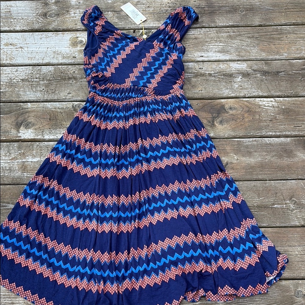 NWT Plenty by Tracy Reese Stylish Blue and coral dress size S